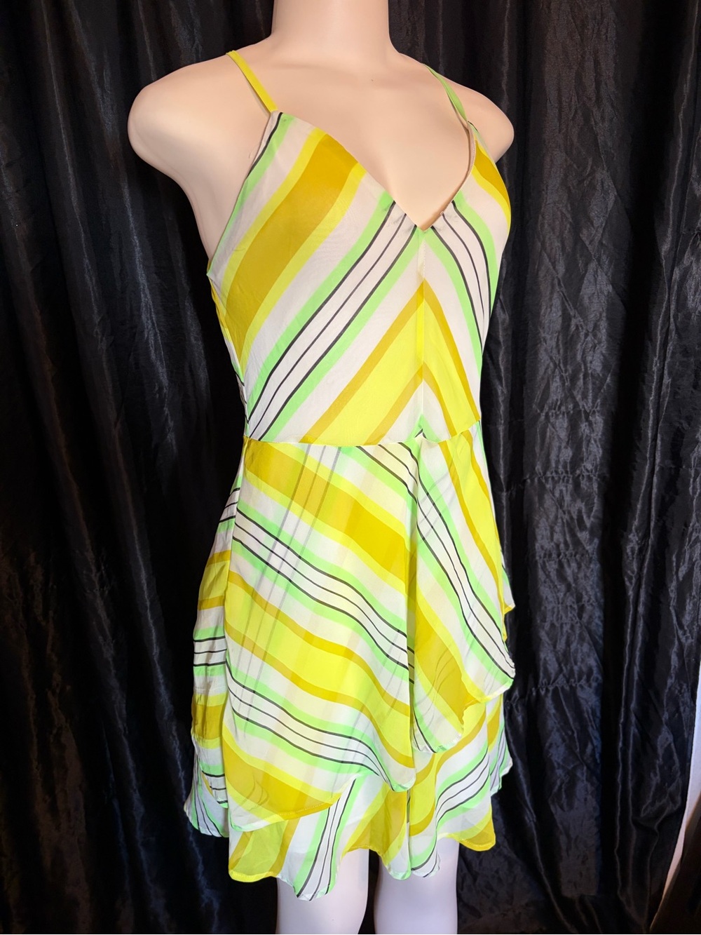 Christopher John Rogers Pale Lime Satin Dress